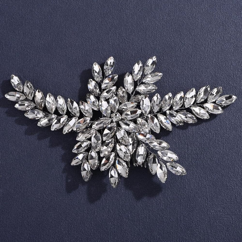 Wedding Hair Comb Rhinestone Flower Bridal Headpiece Silver Crystal Elegant
